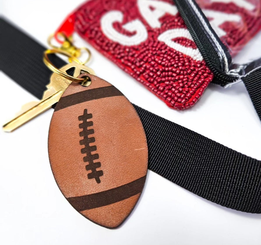 Leather Football Keychain