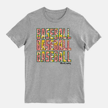 Load image into Gallery viewer, Baseball &amp; Retro Flowers repeat | Unisex Tee