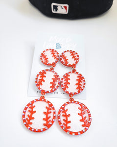 3-Tier Dangling Baseball Earrings