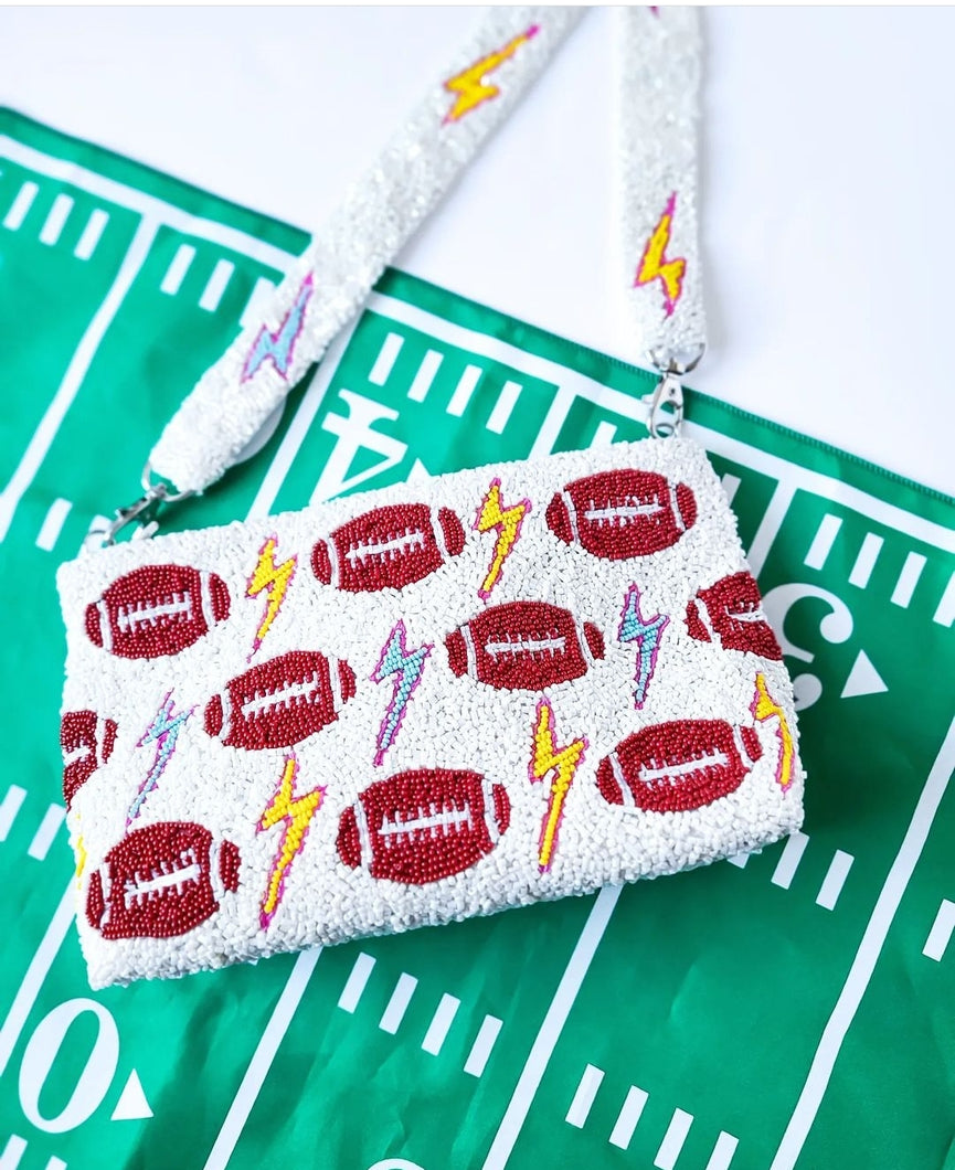 Customizable Beaded Sports Ball & Lightning Bolts purse