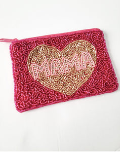 "Mama" Beaded Zip Pouch