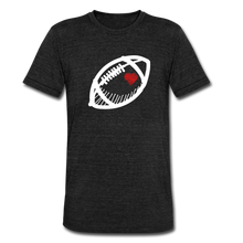Load image into Gallery viewer, Football heart Unisex Tri-Blend Tee - heather black
