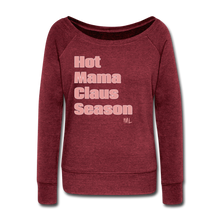 Load image into Gallery viewer, Hot Mama Claus Women&#39;s Wideneck Sweatshirt - cardinal triblend
